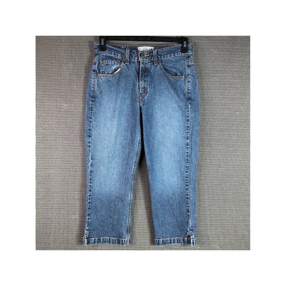 Levi Strauss Signature Mid-Rise Stretch Cropped Denim Jeans Misses Size 10 Blue